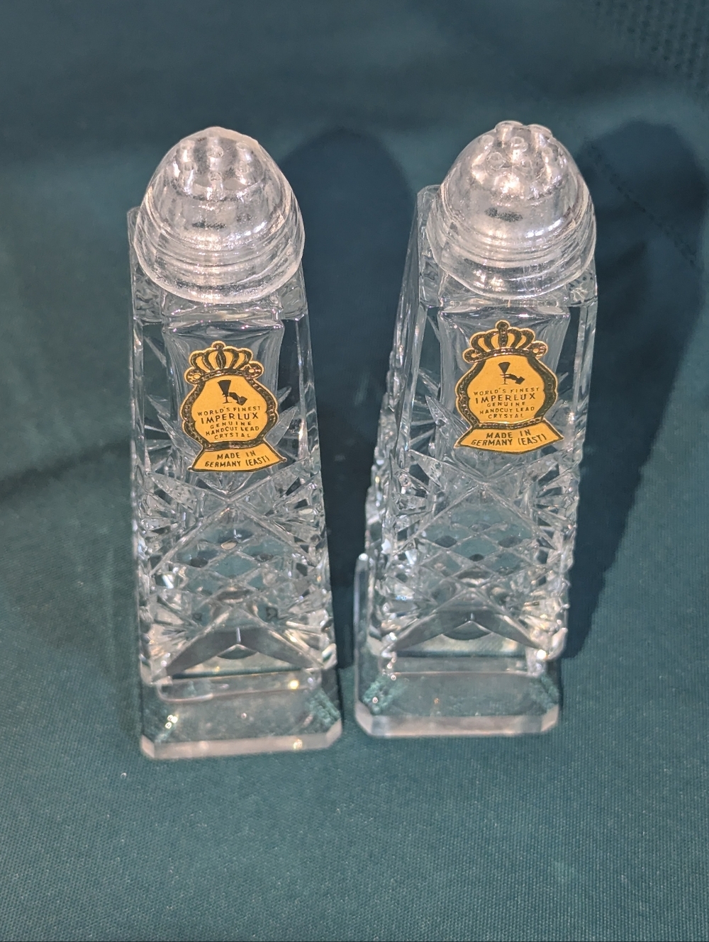 Imperlux Hand-Cut Lead Crystal Salt and Pepper Shakers